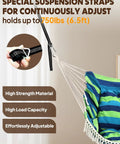 Hammock Chair Swing With Cushions Included Cozy And Chill, Easy Hanging With Strong Webbing Straps And Hooks, max 750lbs capacity