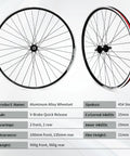 26 Inch Mountain Bike Wheelset With Quick Release For MTB V Brakes Light As A Feather Aluminum Alloy Double Wall Rims Black 32H