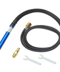 Professional Grade Heavy Duty 1/8 Inch Pneumatic Air Die Grinder Kit With 55 Foot Flex Hose, 56000 RPM Speed Control Rotary Power Tool accessory with 55 inch flex hose and two wrenches.