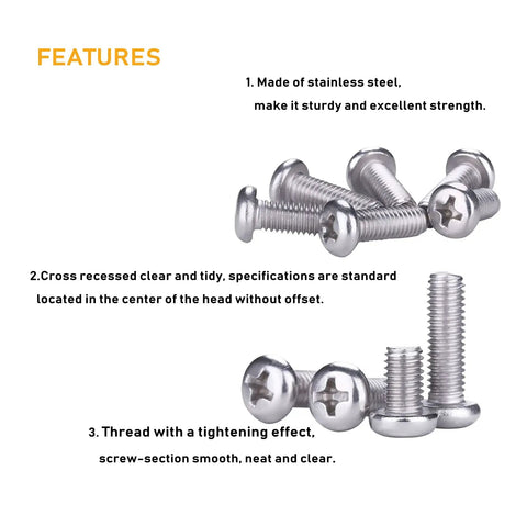 Heavy Duty 50 Piece 1/4 20 Phillips Pan Head Machine Screw Kit With Ridiculously Tough 304 Stainless Steel showing detailed features.