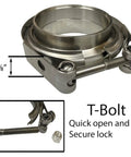 Five Inch 304 Stainless Steel Turbo Flange Kit With V Band Clamp And Male And Female Flanges for secure exhaust fitting