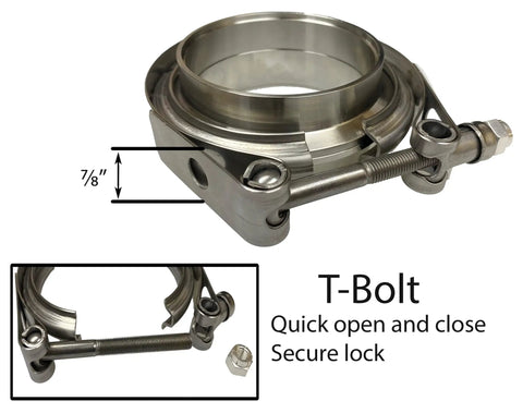 Five Inch 304 Stainless Steel Turbo Flange Kit With V Band Clamp And Male And Female Flanges for secure exhaust fitting