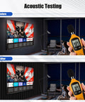 Before and after acoustic testing of Top Tier Black Acoustic Panels 4 Pack Heavy Duty Soundproof Foam Wall Tiles 48 By 24 By 2 Inch.