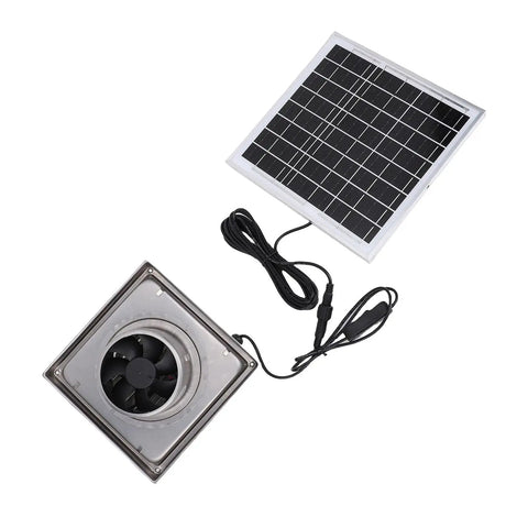 Solar Exhaust Fan Kit With 8W Panel For Greenhouses Sheds Porta Potty Dog Houses And Chicken Coops And More 7.3 Inch Ventilation Fan Pulls Hot Air And Odors Out Keeps Indoor Air Fresh Portable Easy Install