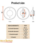Size chart for Beefy Battle Ready 11 Inch Small Medieval Buckler Shield With Rolled Rim And Riveted Grip 16 Gauge Mild Steel