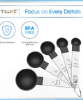 Measuring Cups And Spoons Set Nesting Stackable With Stainless Steel Handles For Cooking And Baking, Black