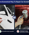 High Gloss White Auto Touch Up Paint Pen For Vehicle Scratch Repair Hoods Bumpers And Rims Quick Dry Slick Finish. Side by side repair comparison.