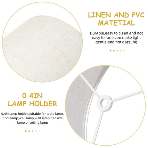 Light Gray Lamp Shade Set Of 2, 13x13x10 Inches, Easy Assembly For Table, Bedside, And Floor Lamps, Spider Fitter, material details.