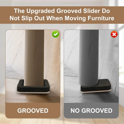 Upgraded Felt Furniture Sliders For Hardwood Floors 8 Pack 4 Inch Move Heavy Furniture Easily With Groove Design Protect Floors From Scratches And Scuffs While Sliding Smoothly