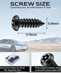 Lock Down Those Plates With Heavy Duty Anti Theft License Plate Screws Crafted From Rugged 304 Stainless Steel For Unshakeable Frame Mounting And Tamper Proof Guard That Stops Plate Thieves Cold And Keeps Your Ride Looking Sharp, black anti-theft screw size 0.75 inch with plum shape design.