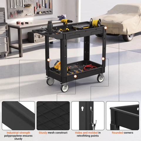 Beefy Rolling Storage Cart 40 By 17 Inches With 1000 Lb Capacity, Workhorse Utility Cart Made From Industrial Grade Polypropylene, Rustproof, Waterproof, Corrosion Resistant For Indoor Or Outdoor Use in garage