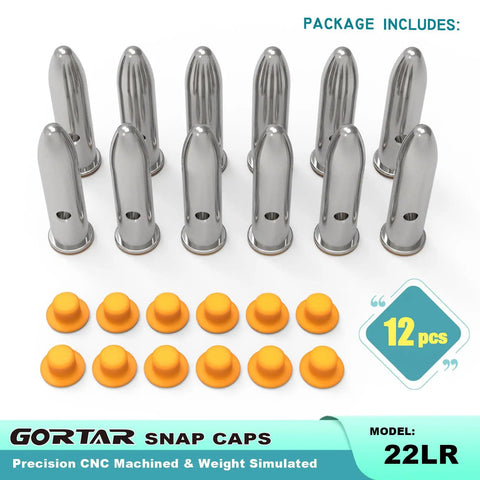 Package of 22LR Snap Caps Training Rounds Set For Safe Dry Fire Practice And Malfunction Drills Close To Real Weight 12 Pcs