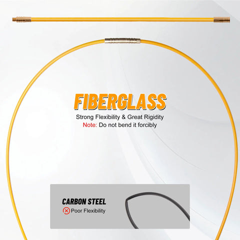 11Ft Fiberglass Fish Tape Rods Kit For Running Electrical Cables Through Walls And Attics With Glow Rods And Attachments display