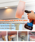 Person using 8.25 Inch Hole Saw Kit For Recessed Lights With Dust Bowl Catcher on ceiling