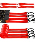 4 Pack 1 Inch By 15 Foot Ratchet Straps With 1500 Lb Break Strength S Hooks And 4 Soft Loops Neon High Visibility Webbing