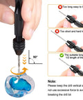 Miniature Pin Vise Hand Drill Set With Semi Automatic Push Drills in use with guidance on correct drilling angle and bit length