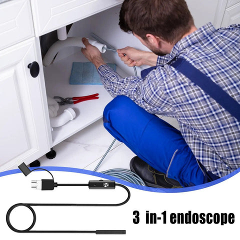 Waterproof Endoscope Camera With 11.4 Ft Cable For Plumbing Automotive And Machinery Inspections Direct USB Type C OTG Phone Connectivity No Adapter Needed USB A And Micro USB Interfaces IP67 Rated used in sink inspection