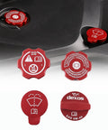 Chevrolet Corvette C8 Engine Cap Trim Set 4Pcs Aluminum Alloy Oil Cap Radiator Cap Washer Cap Brake Fluid Cap Cover In Red.