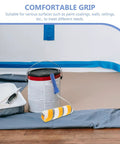 No Sweat Chemical Fiber Paint Roller For Smooth Ceiling Jobs And Easy Interior Decorating With Pro Level Lines And Zero Fuss Application For Quick Diy Makeovers And Touch Ups on a paint tray and can.