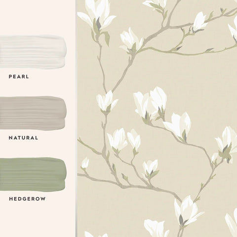 Magnolia Grove Natural Wallpaper With Easy Paste The Wall Application Strippable And Spongeable Wallcovering For Quick No Fuss Decor Durable Washable Finish Ideal For Living Rooms Bedrooms Hallways