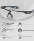 Top Shelf Safety Glasses Featuring Anti Scratch Impact Resistant Wraparound Design With Ansi Z87 Plus High Impact Rating And Crystal Clear Lenses Offering All Day Pressure Free Comfort That Hits Different, showcasing bifocal options and scratch-resistant lens coating.