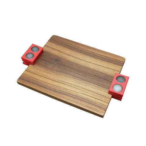 Magnetic Hold Down Pins For Laser Cutter 4 Magnet Risers For Steel Honeycomb Beds Clamps shown in use on wood