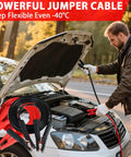 Man using Emergency Roadside Tool Kit With Jumper Cables And Shovel Auto And Truck Vehicle Safety Kit Bag For Men And Women