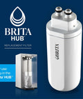 Hub Replacement Water Filter For Clean Tasting Water No More Plastic Bottle Waste BPA Free Reduces Over 70 Contaminants Like Lead And Mercury Replaces 900 Plastic Bottles Lasts Half A Year Or 120 Gallons Includes 1 Filter White Kitchen Essential next to Brita machine