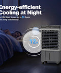 Portable Evaporative Swamp Cooler With 5.3 Gallon Water Tank 1700 Cfm Airflow Blows Sweet Chill in bedroom at night.