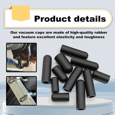 Vacuum Cap Kit 160 Pcs Rubber Plugs Set In 6 Sizes with product details text and rubber plugs close-up