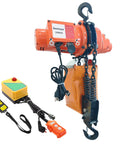 Electric chain hoist by Senotoyar, orange, 2200 lb capacity, 20 ft lift, wireless and wired remotes