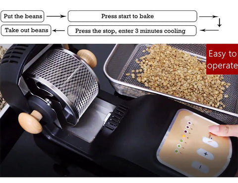Top Notch Electric Coffee Roaster Rocking A Heavy Duty Stainless Steel Drum With Slick One Knob Control For Light To Dark Roasts And Serving Straight Up Fresh Cup Bliss Daily with easy operation instructions.