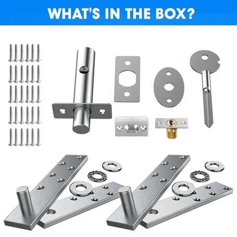 Hidden Pivot Door Hinge Set For Wood Doors And Secret Bookcases Heavy Duty Stainless Steel 360 Degree Rotation With Simple Lock