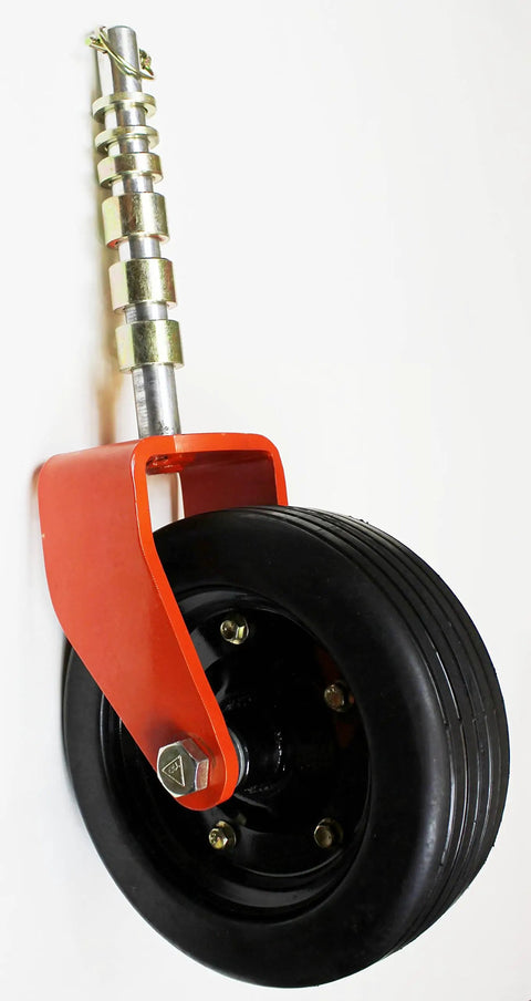 Heavy Duty Finish Mower Wheel Assembly With 10 Inch Wheel And 3.74 Inch Tire Width One Inch Yoke Three Quarter Inch Hub Sintered Bushing And Needle Bearing Two Pack For Tough Yard Work, red bracket