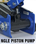 3 Ton Hydraulic Floor Jack With 6000 Lb Capacity For Cars SUVs And Trucks, close-up of blue piston pump component.
