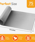 75 Inch By 17 Inch Teflon Nonstick Liner Roll For Ovens Grills And Stovetops Cut To Custom Fit, showing size dimensions and safety icons.