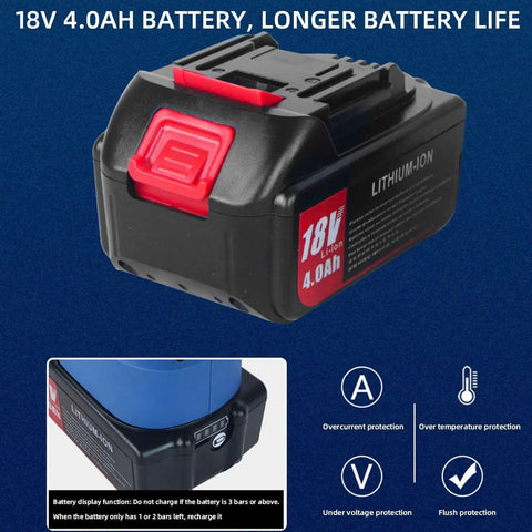 Heavy Duty Portable Rechargeable Hydraulic Cable Crimper Quickly Crushes Copper And Aluminum Terminal Connectors Fast With Dual Lithium Battery Packs For Daily Trade Grind 18V 4.0Ah lithium-ion battery