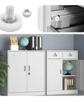 Eight Piece 22mm Drawer Rollers With Bearings And Nuts For Cabinets Sliding Doors And Filing Cabinets Smooth Quiet Drawer Glide Nylon Pulley Wheels Includes 9mmThreaded Rod M6x1 shown with office furniture for smooth operation and assembly detail with white furniture backdrop.
