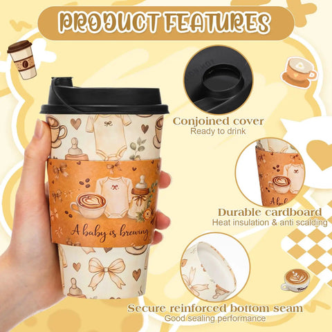 Straight Fire 50 Pack Party Bundle Includes 16 Oz Plastic Coffee Cups With Secure Black Lids And Extra Warm Insulated Sleeves crafted for baby brewing celebration vibes.