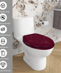 Toilet Seat Elongated Resin for Bathroom, burgundy color, fitted on a modern toilet, showcasing ergonomic design and easy installation.