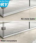 Image showing Self Adhesive Silicone Shower Threshold Water Dam Collapsible Flood Barrier For Curbless Walk In Bathrooms preventing water leaks.