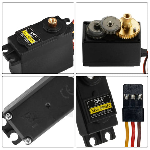 Six Pack MG996R Metal Gear Digital Servo Motor High Speed Torque For JR RC Helicopter Car Boat And Robot, shown in detail