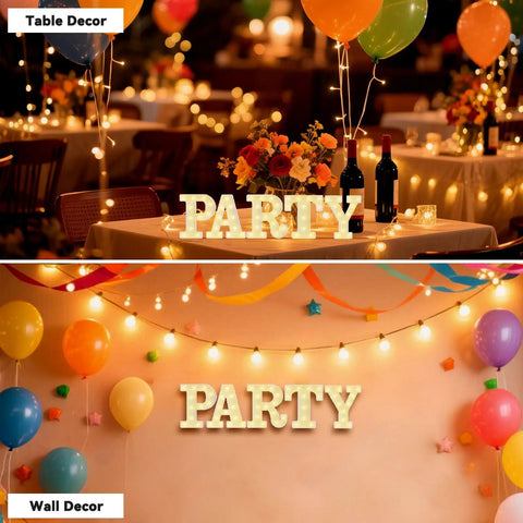 Lit Diamond Bulb Marquee Letter Lights With 26 Alphabet Characters Sparkling LED Lighted Letter Sign used as party table and wall decor