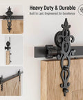 Heavy Duty 6.6-Foot Sliding Barn Door Hardware Kit With Ultra Quiet, Smooth Operation, No Sweat Installation, Flower Style Black