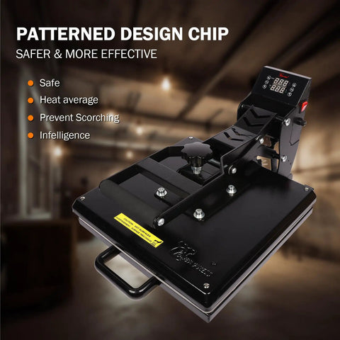 15x15 Inch Digital Sublimation Heat Press Machine Industrial Grade T Shirt Printer 1400W detailed view of control panel and handle.