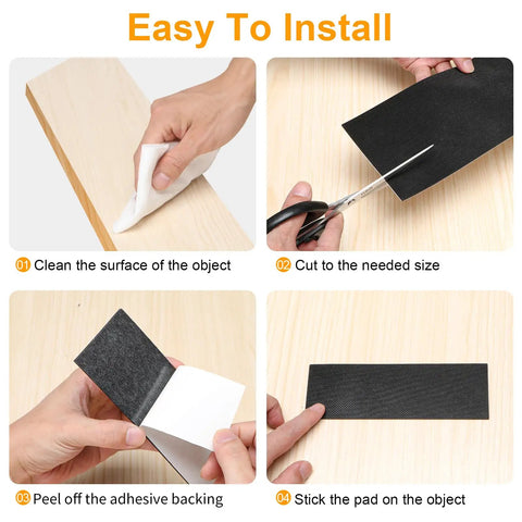 Steps to install Non Slip Furniture Pads Self Adhesive Rubber Sheets 4 By 40 Inch Cuttable Anti Skid Pads on furniture