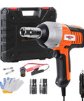 12V Corded Impact Wrench Kit With Half Inch Drive Sockets Carry Case LED Light Bubble Level Long Power Cord 400 Nm Torque
