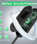 Rugged Portable EV Charger With China GBT To CEE Blue Commando Plug Adapter showing multiple security protection features.