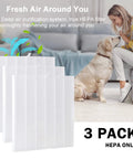 True HEPA Replacement Filter H 116130 For Winix 5500 2 AM80 Air Purifier 3 Pack displayed near a woman and dog indoors
