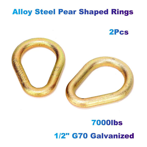 Beefy Heavy Duty Alloy Steel Pear Shaped Ring Set Galvanized No Welding 7000 Lbs Load Capacity 12mm Diameter Half Inch